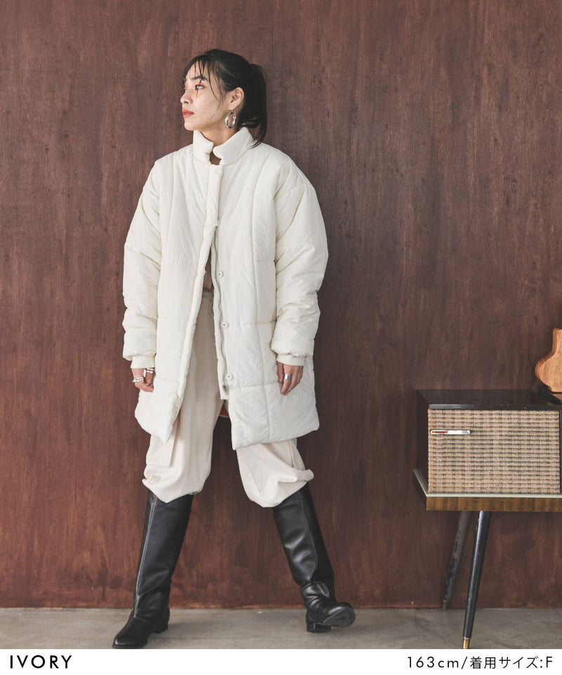 裏地配色ミドル丈中綿ブルゾン