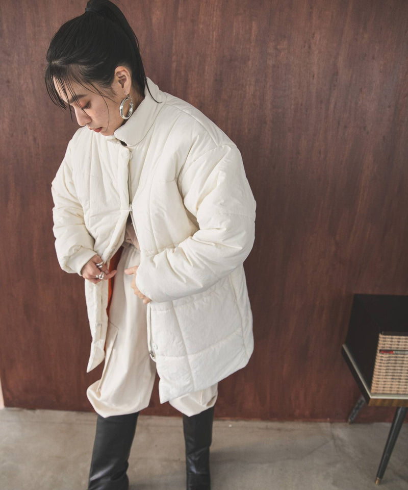 裏地配色ミドル丈中綿ブルゾン