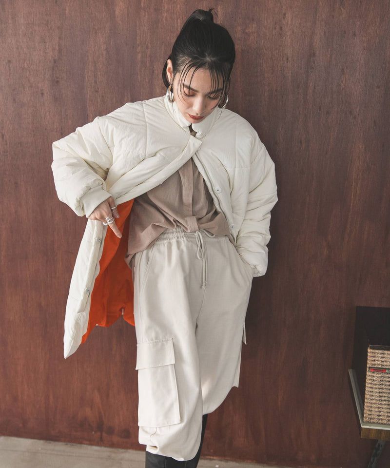 裏地配色ミドル丈中綿ブルゾン