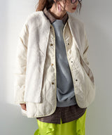 ファーベスト付きキルティングコート