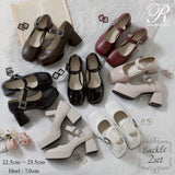 【新春セール】スクエアストラップパンプス【大きいサイズ有】