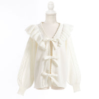 前後2WAYダブルリボンショートカーディガン