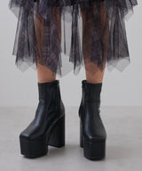 【ブラック/エクリュのみ定価】12cm厚底ストレッチショートブーツ【大きいサイズ有】