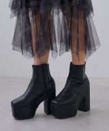 【ブラック/エクリュのみ定価】12cm厚底ストレッチショートブーツ【大きいサイズ有】