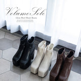 【ブラック/エクリュのみ定価】12cm厚底ストレッチショートブーツ【大きいサイズ有】