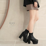 【ブラック/エクリュのみ定価】12cm厚底ストレッチショートブーツ【大きいサイズ有】