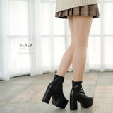 【ブラック/エクリュのみ定価】12cm厚底ストレッチショートブーツ【大きいサイズ有】