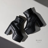 【ブラック/エクリュのみ定価】12cm厚底ストレッチショートブーツ【大きいサイズ有】