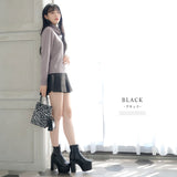 【ブラック/エクリュのみ定価】12cm厚底ストレッチショートブーツ【大きいサイズ有】