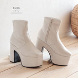 【ブラック/エクリュのみ定価】12cm厚底ストレッチショートブーツ【大きいサイズ有】