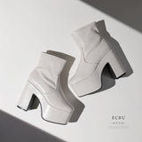 【ブラック/エクリュのみ定価】12cm厚底ストレッチショートブーツ【大きいサイズ有】