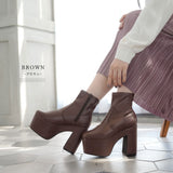 【ブラック/エクリュのみ定価】12cm厚底ストレッチショートブーツ【大きいサイズ有】