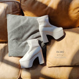 【ブラック/エクリュのみ定価】12cm厚底ストレッチショートブーツ【大きいサイズ有】