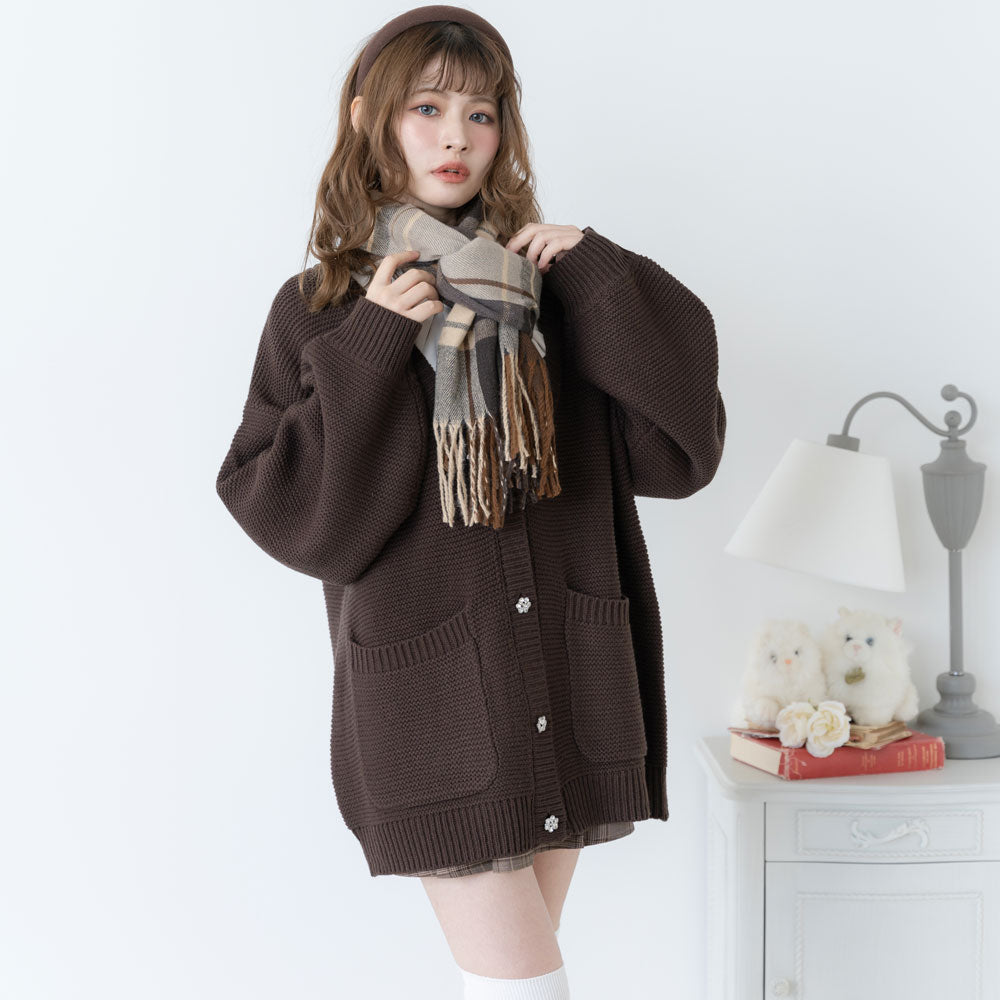 バックレースアップチュニックカーディガン【大きいサイズ有】【ニット