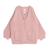 バックレースアップチュニックカーディガン