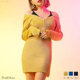 フロントジップ×バックニットワンピース