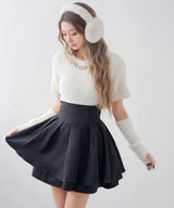 【ブラック（丈長含む）のみ定価】ハイウエストティアードスカパン