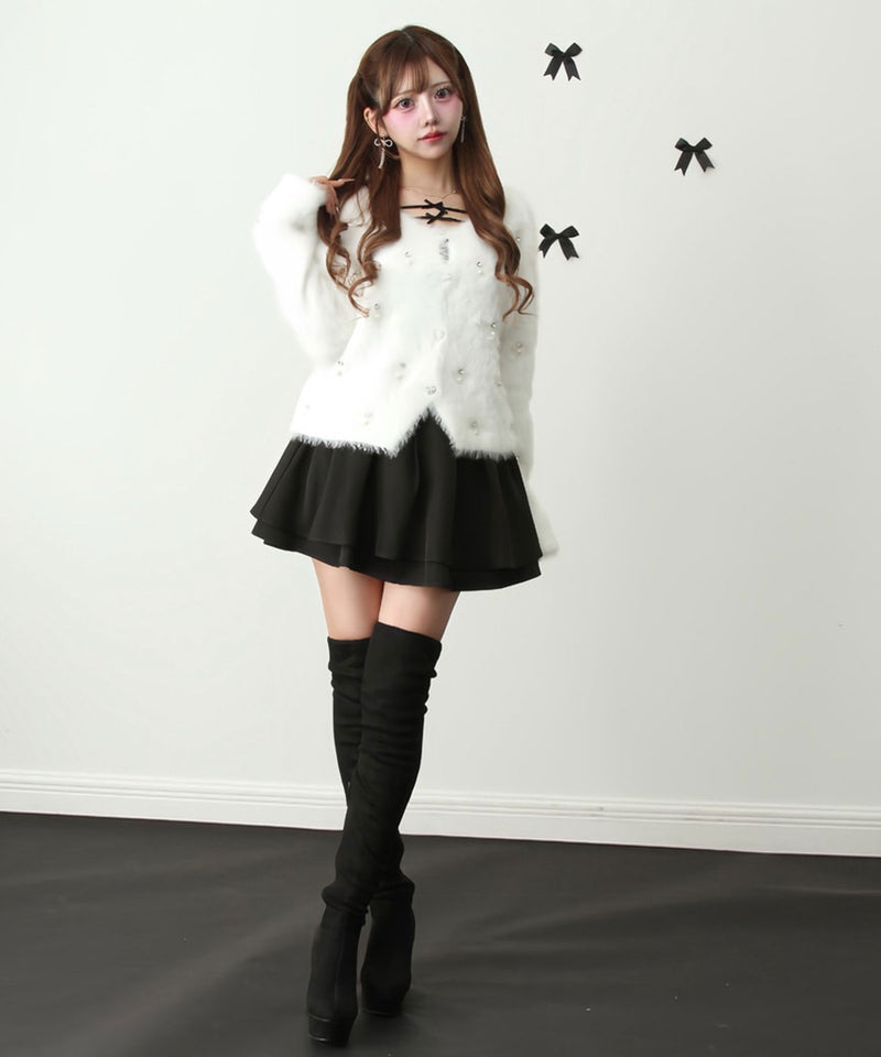 【ブラック（丈長含む）のみ定価】ハイウエストティアードスカパン