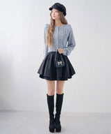 【ブラック（丈長含む）のみ定価】ハイウエストティアードスカパン