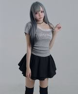 【ブラックのみ定価】ハイウエストティアードスカパン