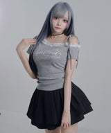 【ブラックのみ定価】ハイウエストティアードスカパン
