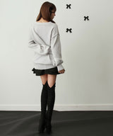 Vネックあざといビジュー釦カーディガン【ニット】