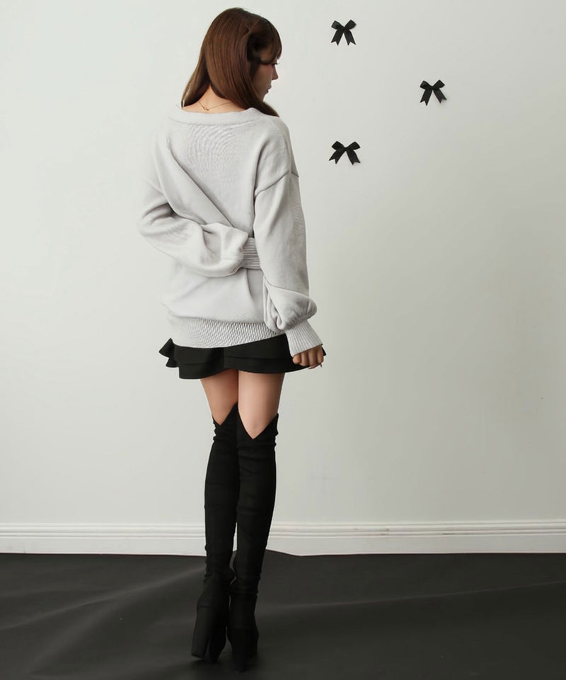 Vネックあざといビジュー釦カーディガン【ニット】