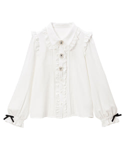 キラキラビジューフリルリボンブラウス