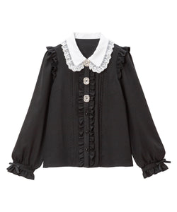 キラキラビジューフリルリボンブラウス