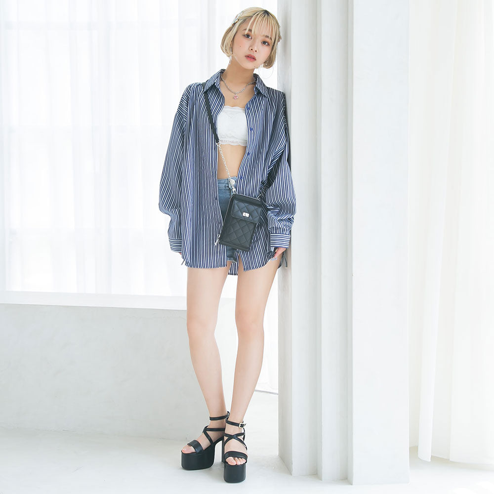 ノベルティ ブラック キルティング スマホショルダーバッグ キルティングスマホショルダーバッグ – レディースファッション