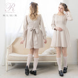 バックリボンロングフレアワンピース