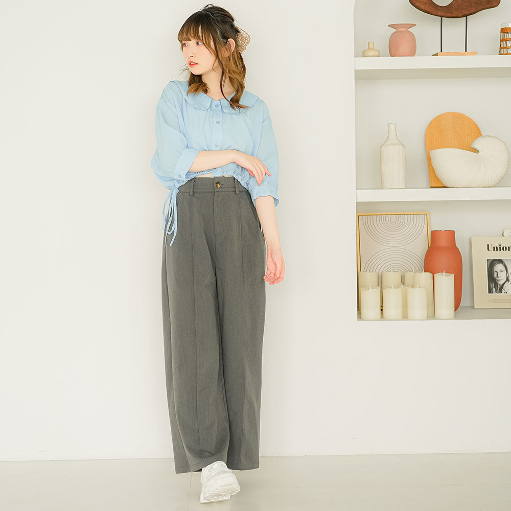 センターシームベルテッドワイドパンツ – レディース