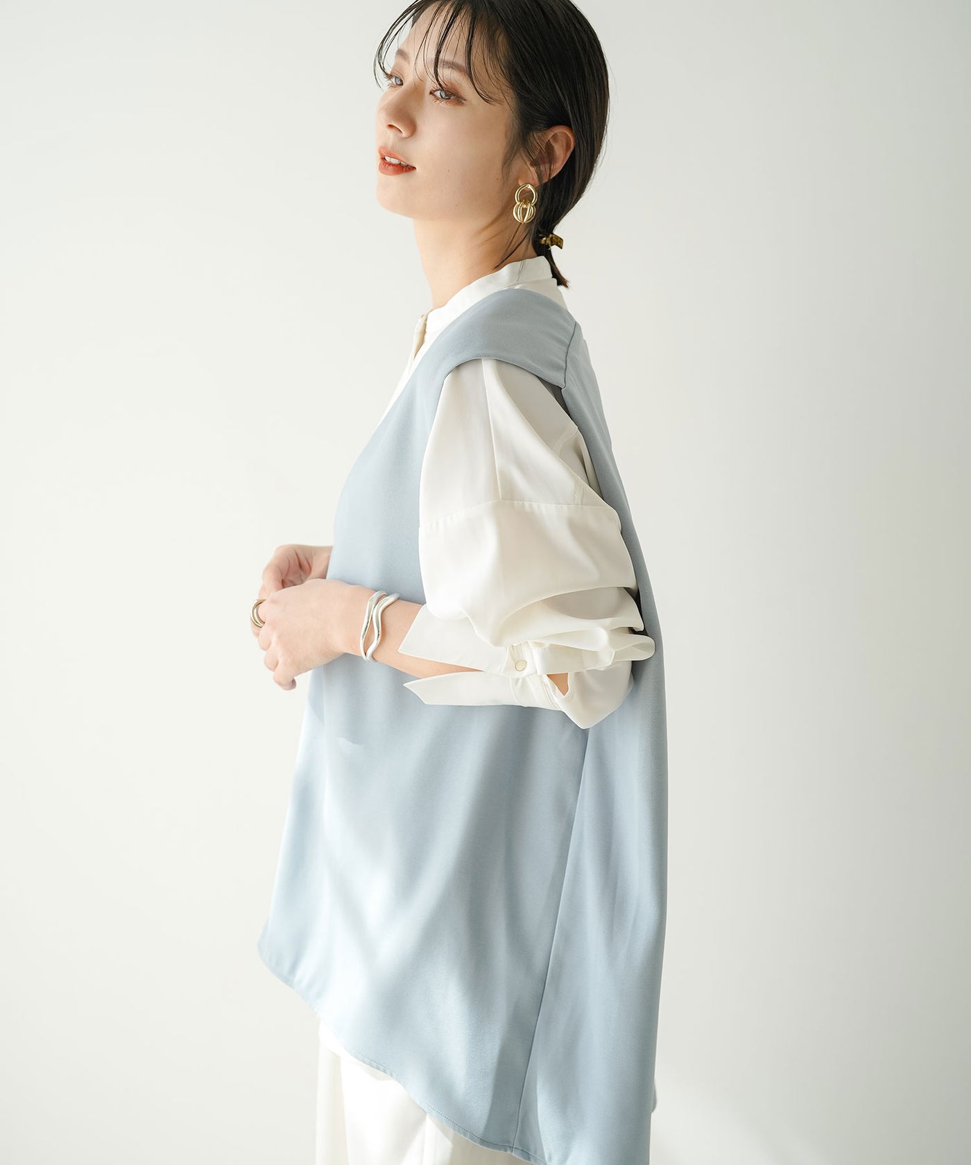 まとめ買い対象】ショルダータックVネックベスト – レディース