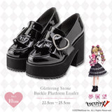 【新春セール】キラキラストーンバックル厚底ローファーパンプス