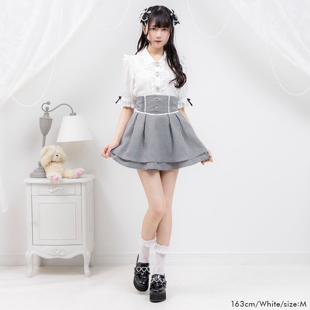 3連ビジューレースフリルブラウス – レディースファッション通販の夢