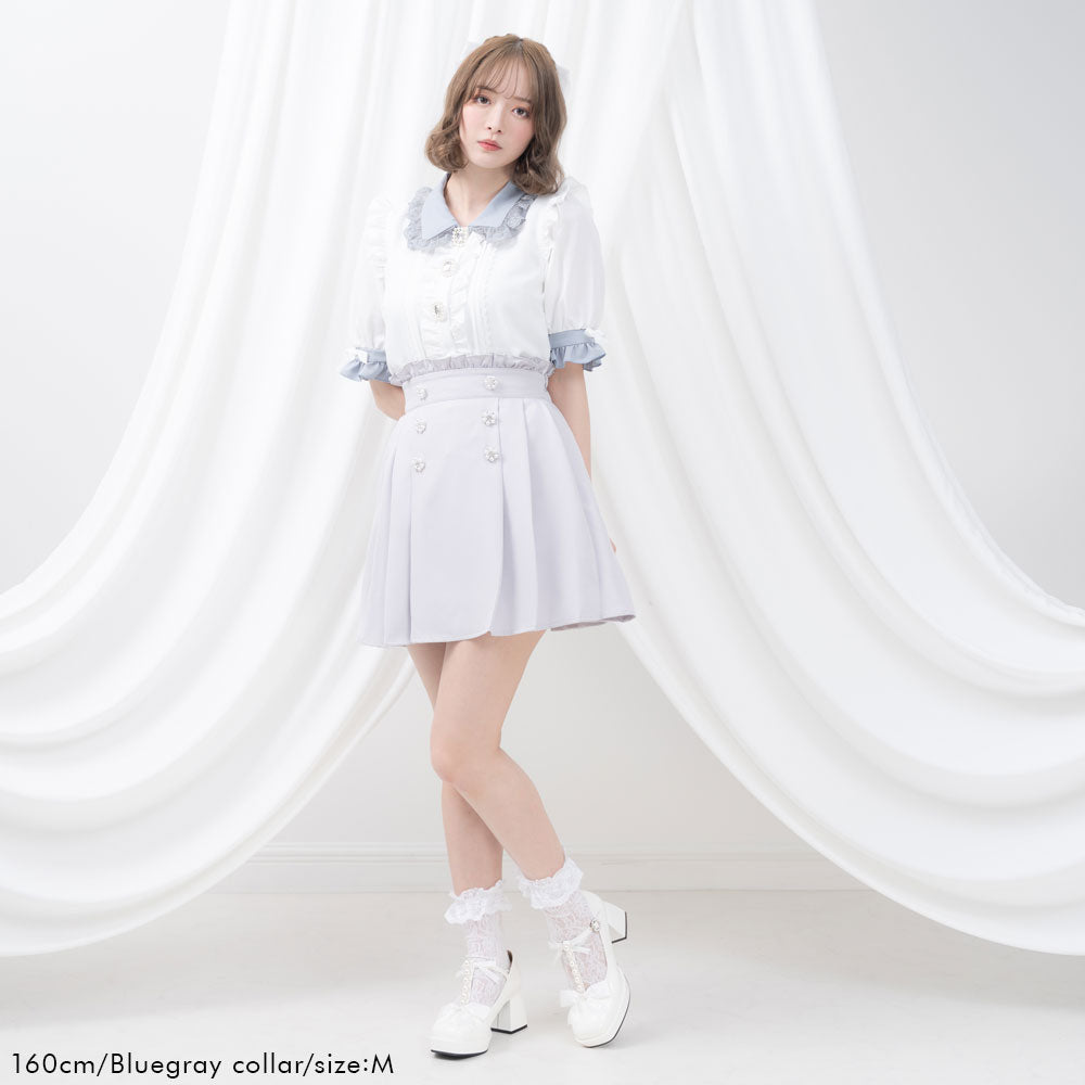 3連ビジューレースフリルブラウス – レディースファッション通販の夢