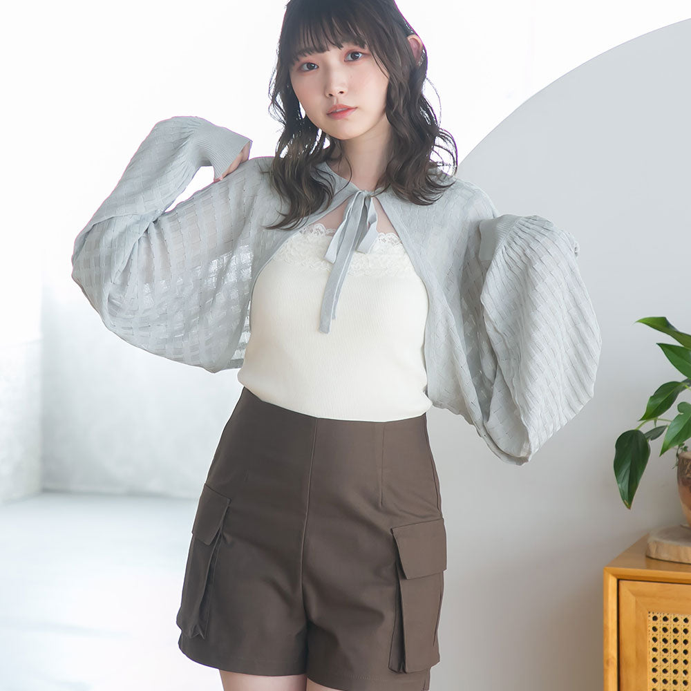さちゅき シアーボレロカーディガン セール】楊柳シアーショートボレロ（カーディガン/ボレロ