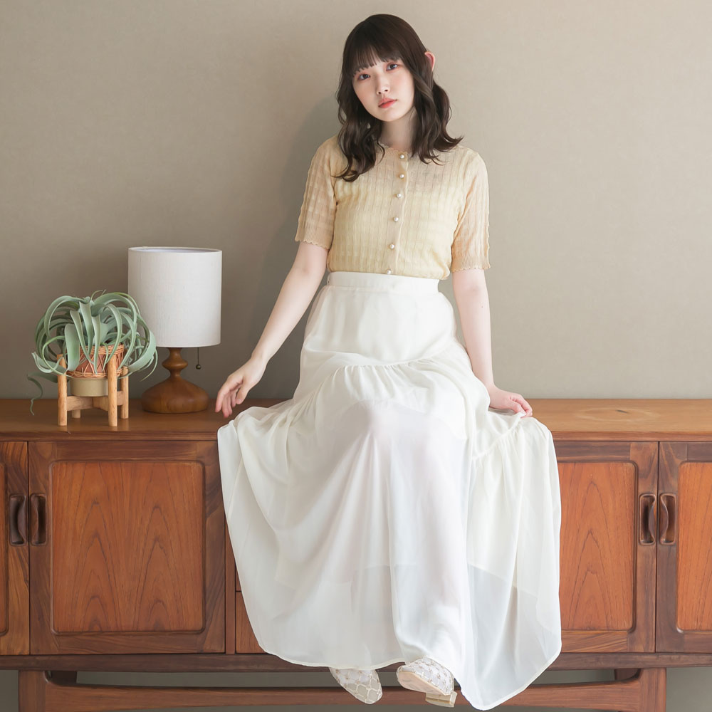 メール便】シアーチェックミニカーデトップス【ニット】 – レディース