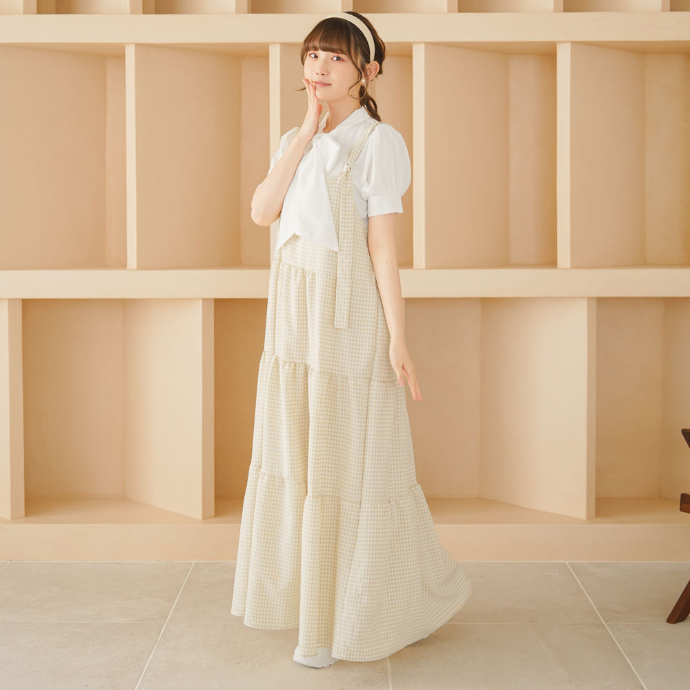 チェックリボンティアードワンピ – レディースファッション通販の夢