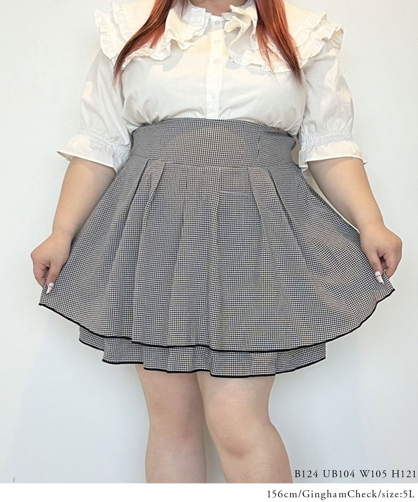 新品✿5L~”ギンガムチェック×レース2way シャーリングゴム