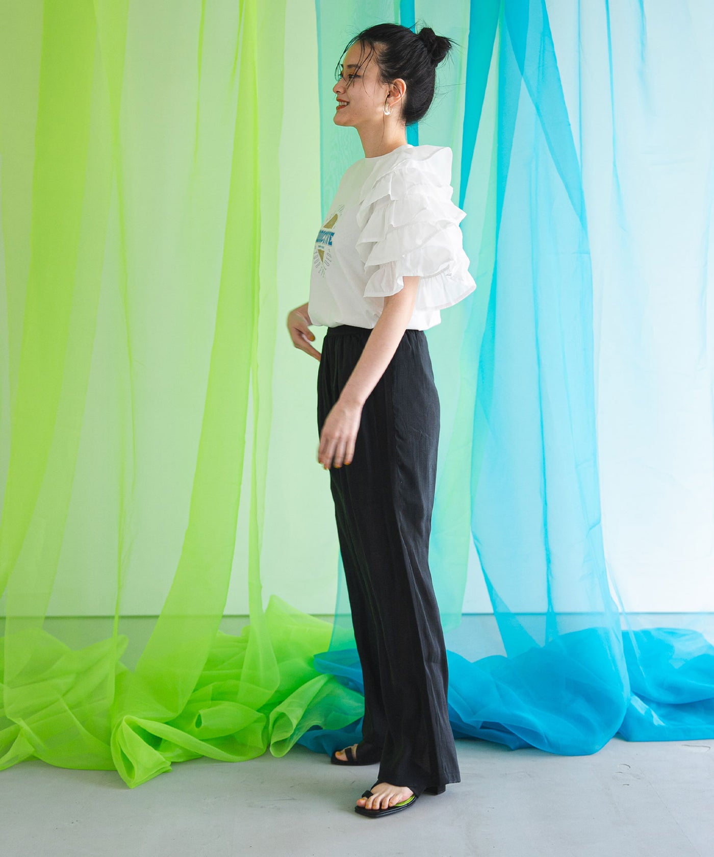 メール便】シアーラインタックワイドパンツ – レディースファッション