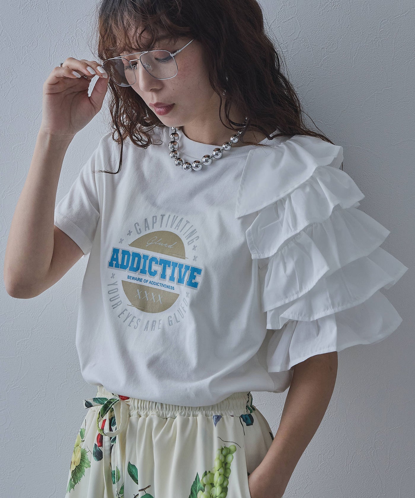 異素材フリルTシャツ【チュール】 – レディースファッション通販の夢