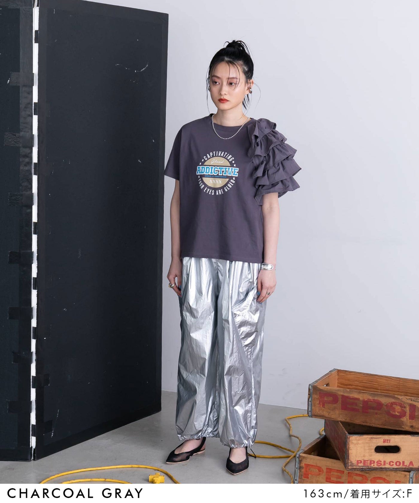 USED リメイクチュールフリル黒Tシャツ 異素材フリルTシャツ【チュール】 – レディースファッション通販