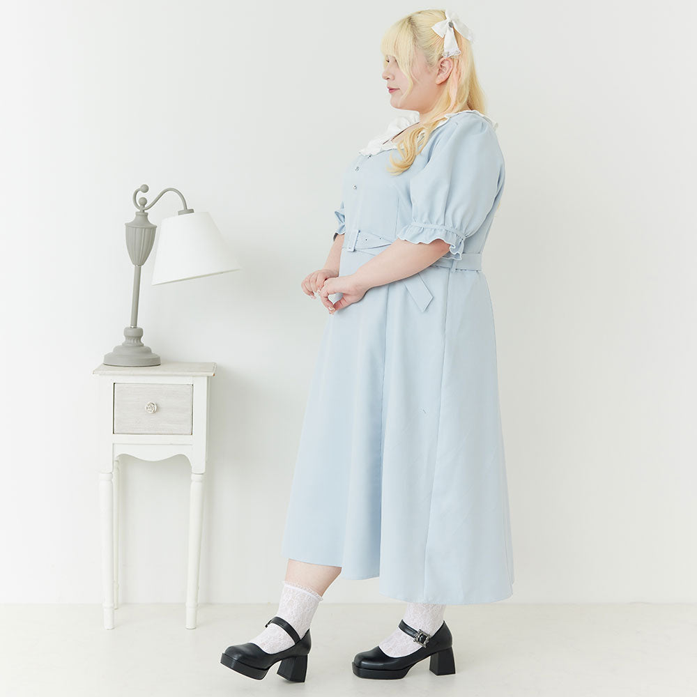 フリル襟ガーリーフレアワンピース – レディースファッション通販の夢