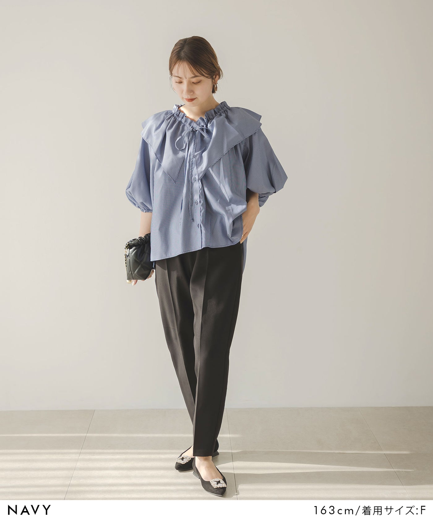 ymm　　20SS machatt 完売　フリルシャツ　ストライプ ブラウス シャツ Idnes 華やかフリルが映えるストライプフリルシャツ