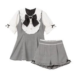 選べる上品ヨークフリルビジューセットアップ