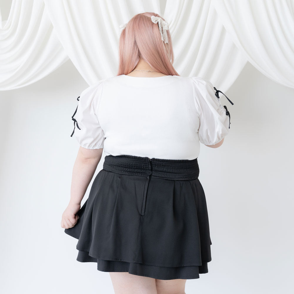 pium ダブルリボンメローフリルカットソー チャコール ダブルリボンメローフリルカットソー – pium