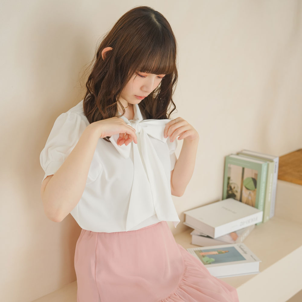 メール便】2WAYシンプルボウタイブラウス – レディースファッション