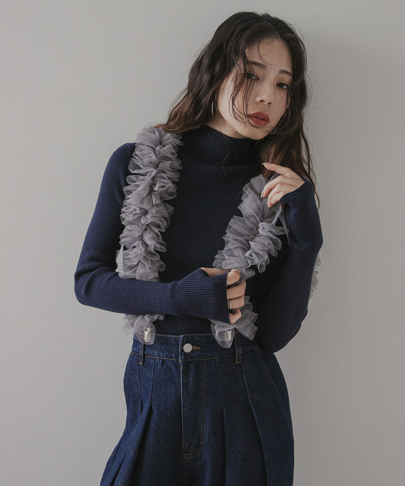 リブタートルニット