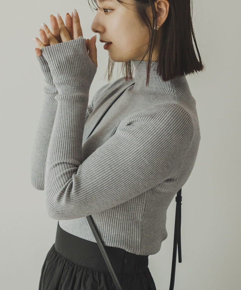 リブタートルニット